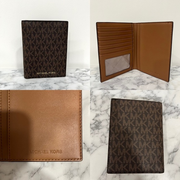 Michael Kors Brown coated canvas logo passport card holder - Picture 1 of 7